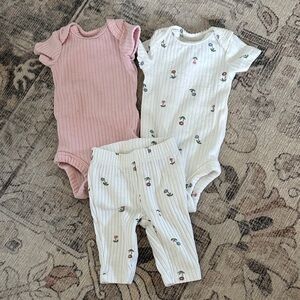 Carter's Pink and White Floral Bodysuit Set